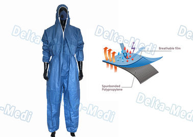 Blauer Film-Breathable Wegwerfoverall, der Uniform S - XXL für Industrie Arbeits ist