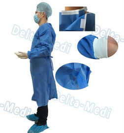 Blaues chirurgisches Wegwerfkleid, SMS-Chirurg-Kleid mit Handtüchern