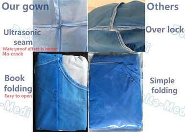 Ultraschallabbinden-Wegwerfprüfungs-Kleider, undurchdringliches SMMS-Wegwerfkleiderkasten-Gewebe verstärkt