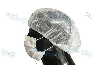 Weiße Bouffant chirurgische Wegwerfkappen rund/flach elastische hohe Luft-Durchlässigkeit