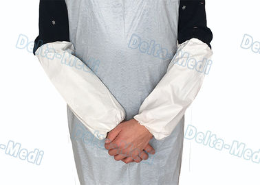 Weiße Wegwerfärmel-Abdeckungen, Wegwerfärmelschoner mit elastischer Stulpe