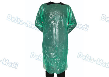 Grüne CPE-Wegwerfplastikkleider, flüssige langärmlige Krankenhaus-Antikleider