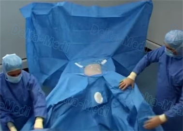 Chirurgische Laparoskopie drapieren, steriler Wegwerfpatient drapiert mit ETO-Blau-Farbe