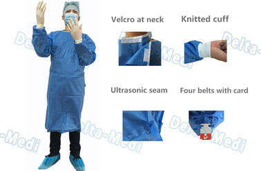 Sperren-chirurgisches Wegwerfkleid, SMS-Chirurgie-Kleideralkohol beständig mit Tüchern